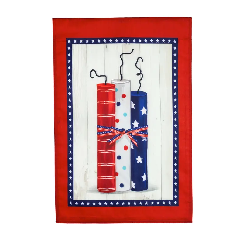 Americana Firecrackers Garden Strie Flag,14t9861