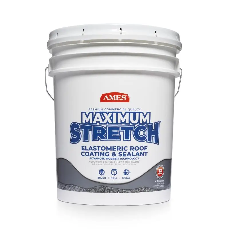 Ames Maximum Stretch Smooth Tintable White Solid Water-Based Roof Coating 250 sq. ft. Coverage, 5gal. - Deal of The Week