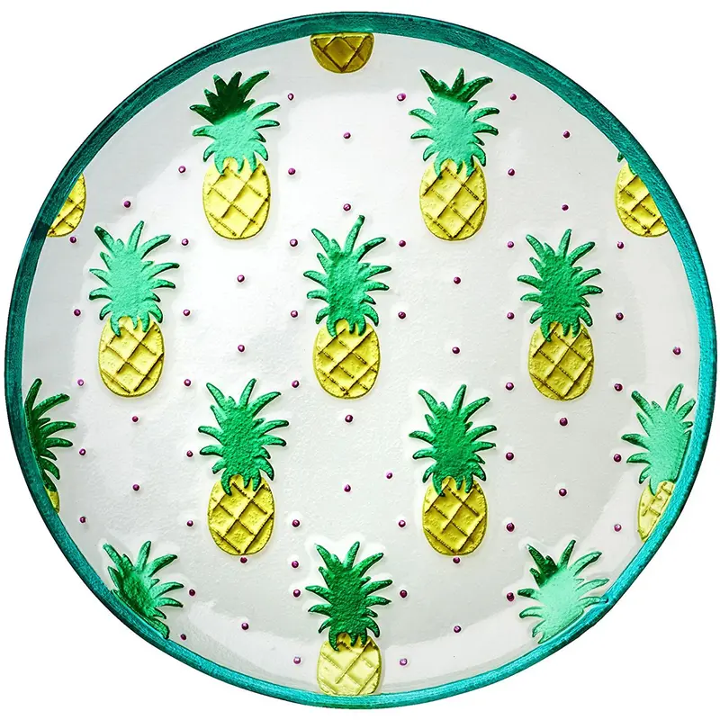 Amici Home Pineapple Tropical Glass Platter