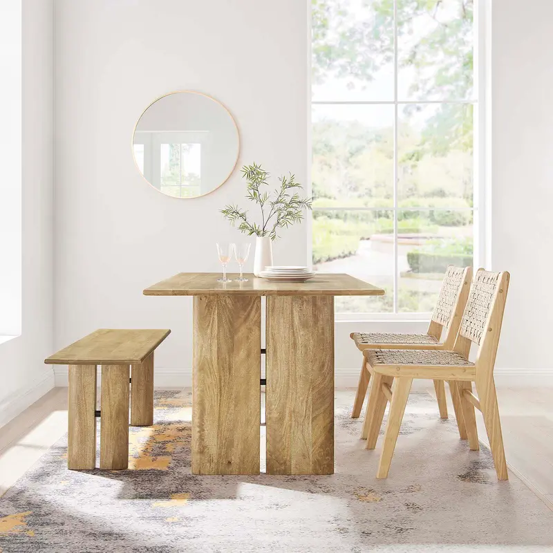 Amistad 60" Wood Dining Table and Bench Set By Modway - EEI-6690
