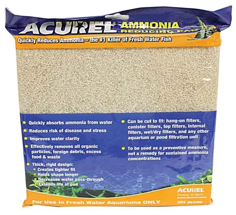 Ammonia Reducing Infused Media Pad 18 in. L x 10 in. W – Aquarium Filter Pad for Clean, Clear Water & Healthy Freshwater Fish
