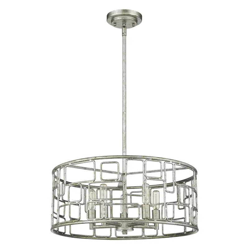 Amoret 5-Light Antique Silver Convertible Pendant By Homeroots
