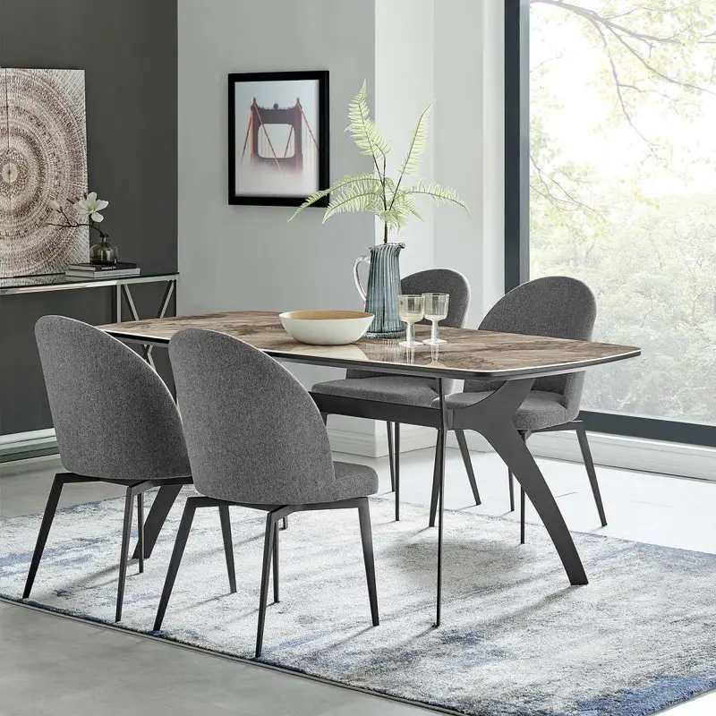 Andes and Sunny Gray Fabric 5 Piece Rectangular Dining Set By Armen Living