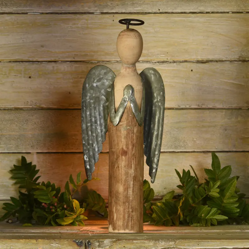 Angel at Prayer, Wood & Metal - Small Set Of 2 By HomArt