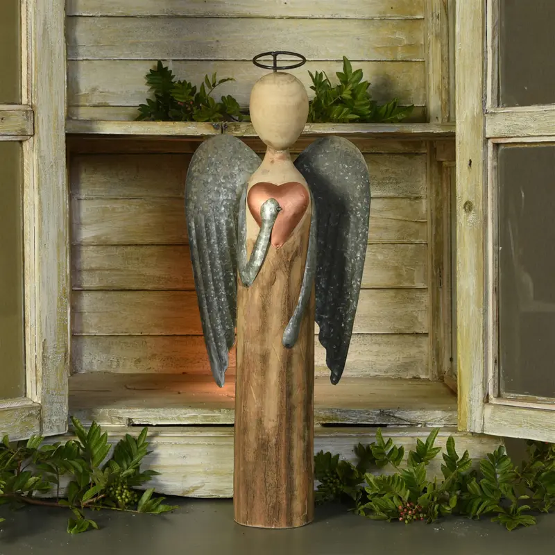 Angel with Heart, Wood & Metal - Large By HomArt