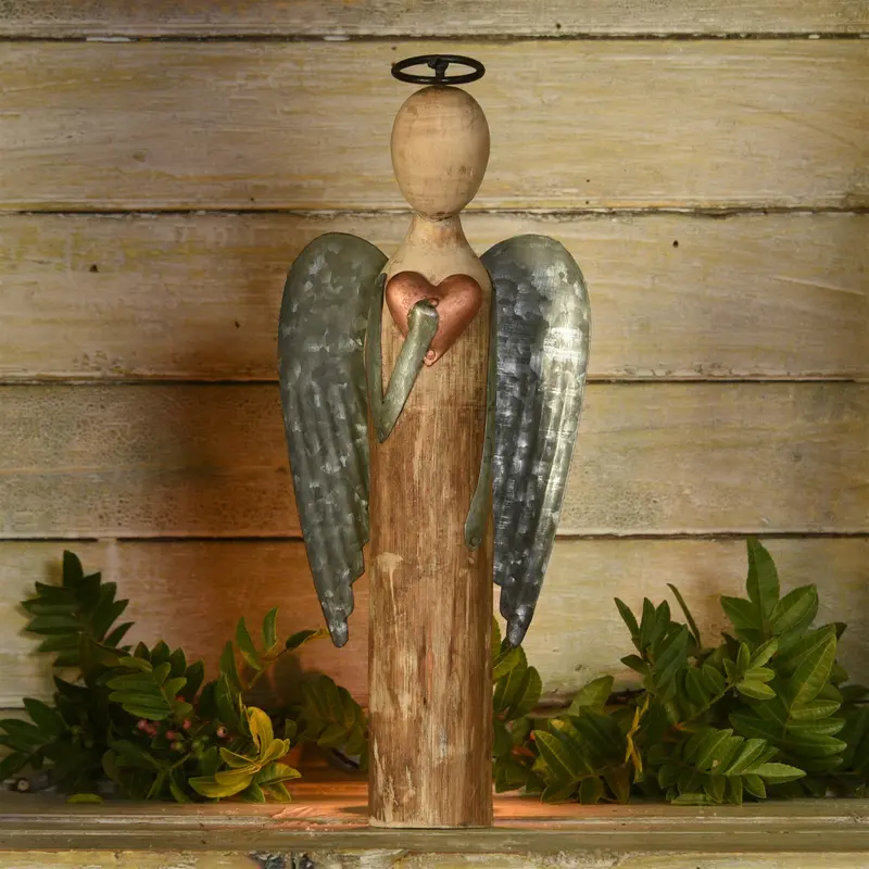 Angel with Heart, Wood & Metal - Small Set Of 2 By HomArt