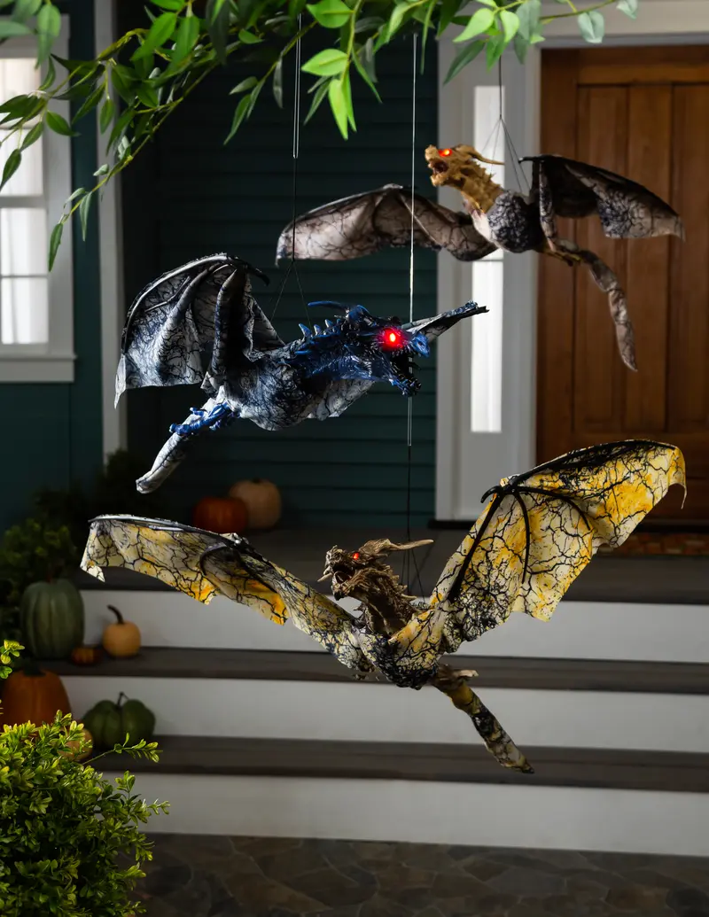 Animated Dragon with Lights and Sounds Hanging Decor,phb058