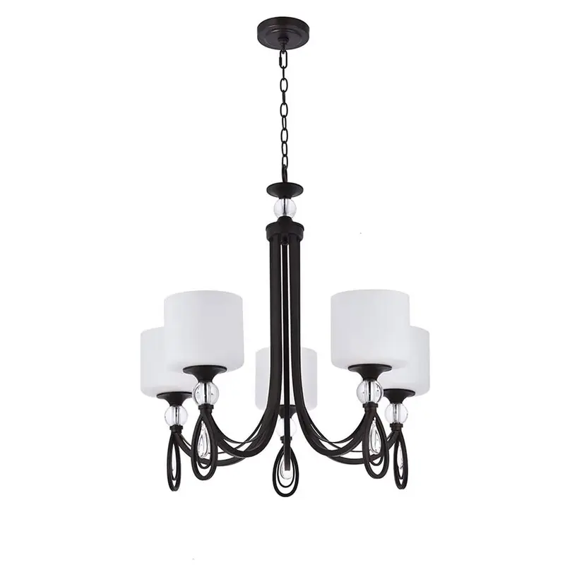 ANKEE Contemporary Chandeliers Pendant, 5 light Fixtures with Frost White Glass for Kitchen Hallway Bar Dining Room Restaurant