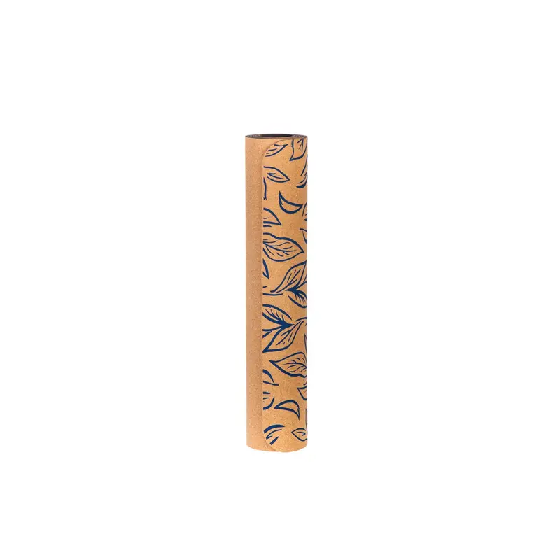 Antimicrobial Cork Yoga Mat w/ PER backing, Lotus, Navy, 4mm, 24" x 68",7ym003