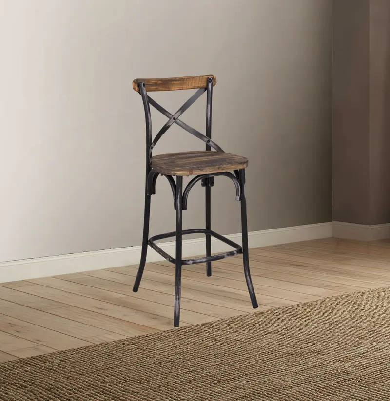 Antique Black Reclaimed Wooden Bar Chair By Homeroots