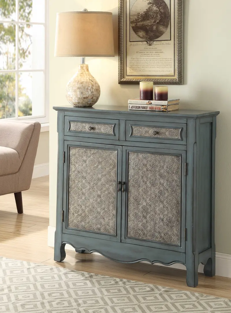 Antique Blue Wooden Console Table By Homeroots - 286110