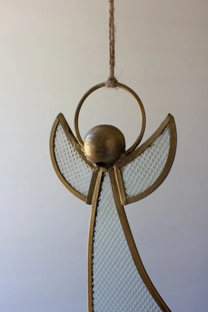 Antique Brass And Glass Angel Christmas Ornament By Kalalou
