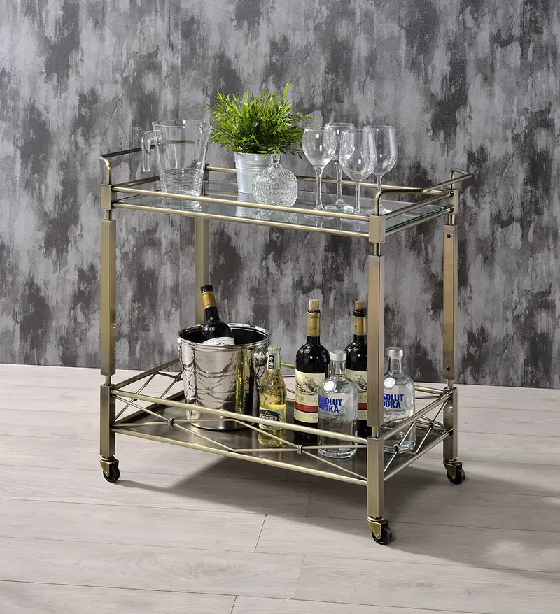 Antique Brass Metal Serving Cart By Homeroots - 319139