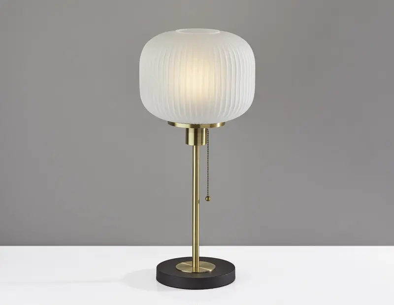 Antique Brass Striped Glass Glow Table Lamp By Homeroots