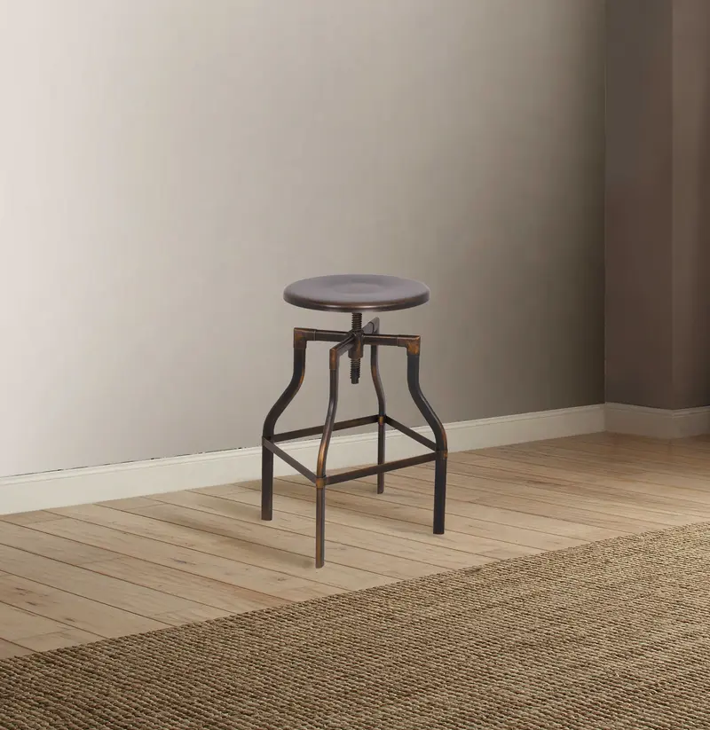 Antique Copper Metal Adjustable Stool By Homeroots