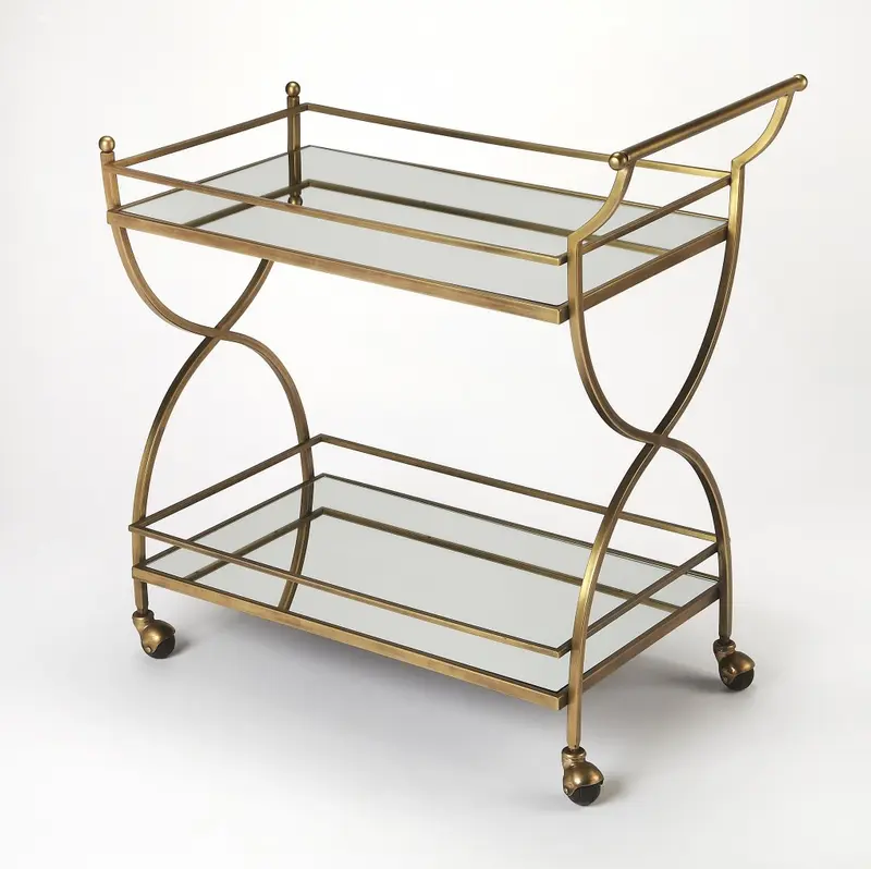Antique Gold Bar Cart By Homeroots