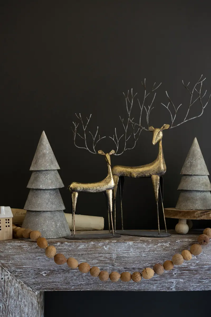 Antique Gold Metal Christmas Deer Set Of 2 By Kalalou