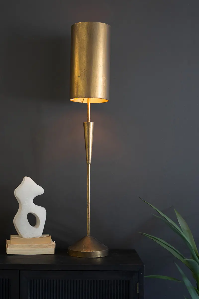 Antique Gold Table Lamp With Metal Barrel Shade By Kalalou