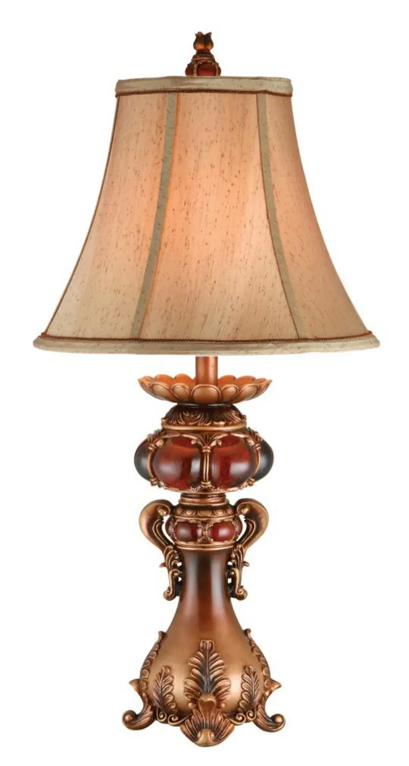 Antique Inspired Table Lamp with Linen Lamp Shade By Homeroots