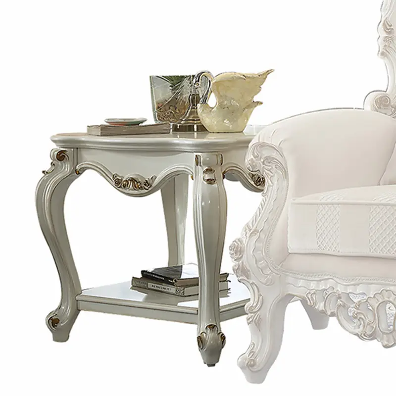 Antique Pearl Wood Poly-Resin End Table By Homeroots