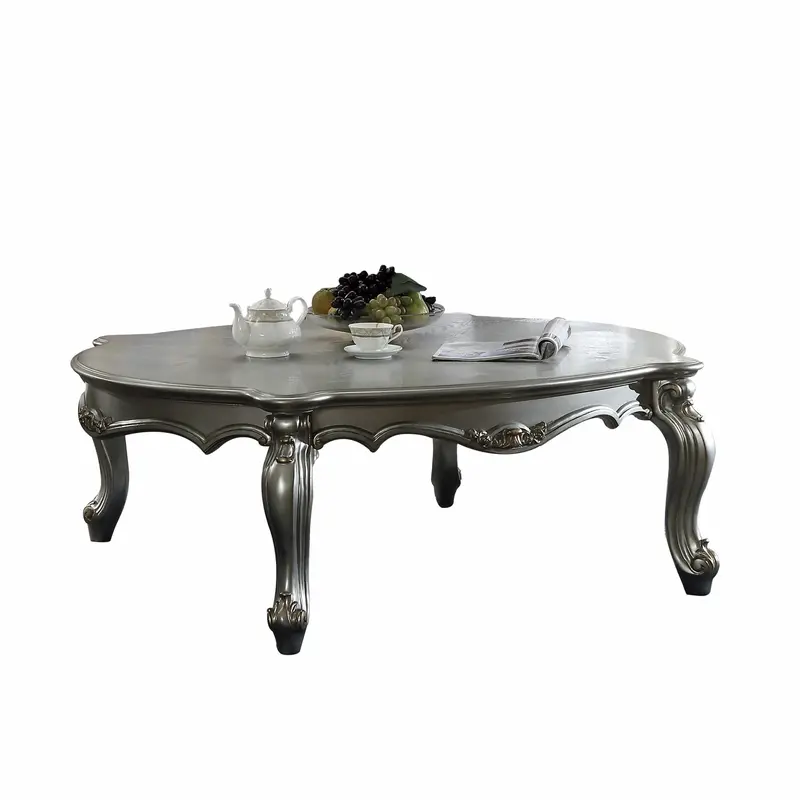 Antique Platinum Wood Poly-Resin Coffee Table By Homeroots