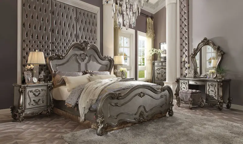 Antique Platinum Wood Poly Resin Queen Bed By Homeroots