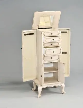 Antique White Mirrored Jewelry Armoire By Homeroots