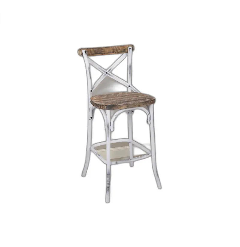 Antique White Wooden Bar Chair By Homeroots