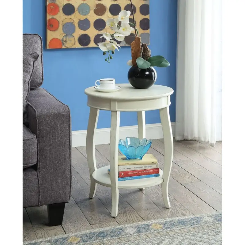 Antique White Wooden Side Table By Homeroots