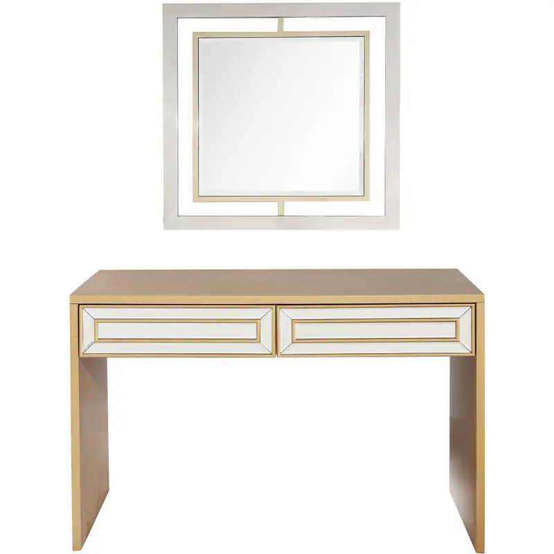 Antiqued Gold Finish Mirror and Console Table By Homeroots - 396841