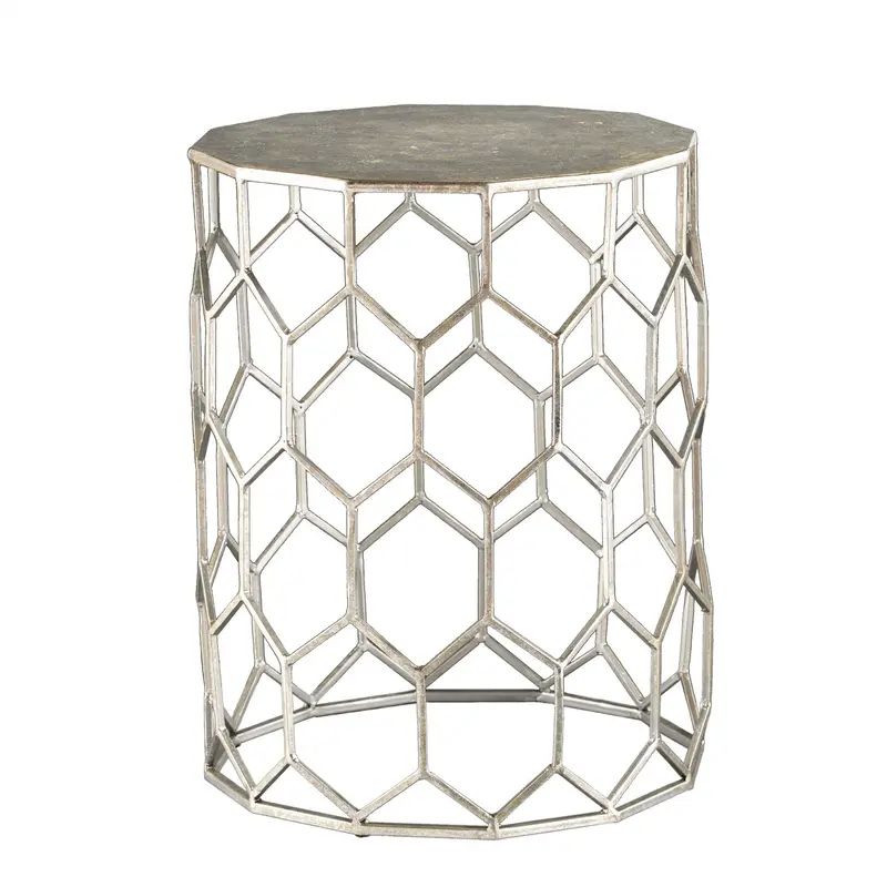 Antiqued Gold Honeycomb Hexagonal End Table By Homeroots