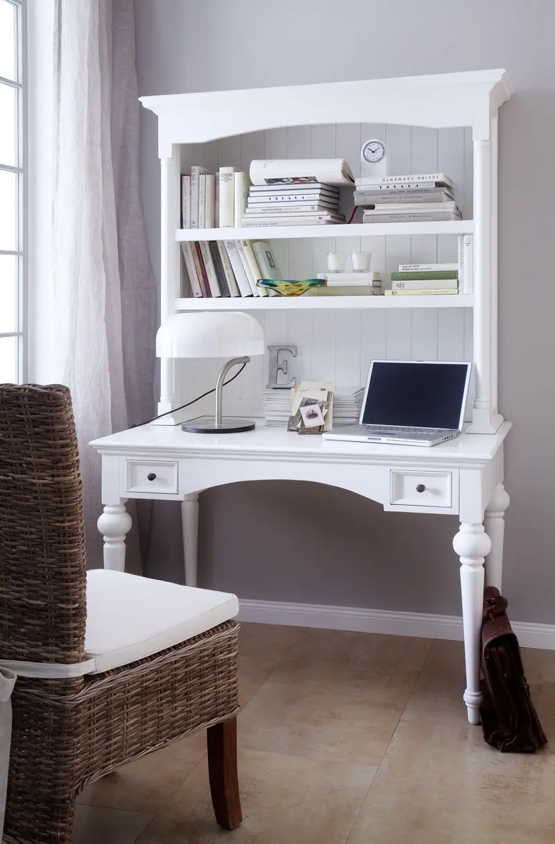 Antiqued White Provencial Writing or Computer Desk By Homeroots