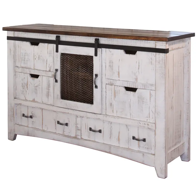 Antiqued White Solid Wood Six Drawer Triple Dresser By Homeroots