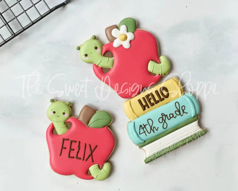 Apple & Books Cookie Cutter Set - 2 Piece Set - Cookie Cutters