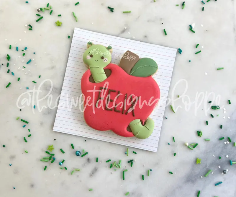Apple with Worm and Flower- Cookie Cutter