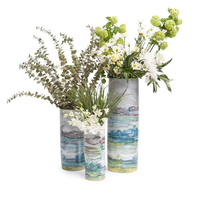 Aqua Tall Cylinder Vase Set Of 3 By Tozai Home
