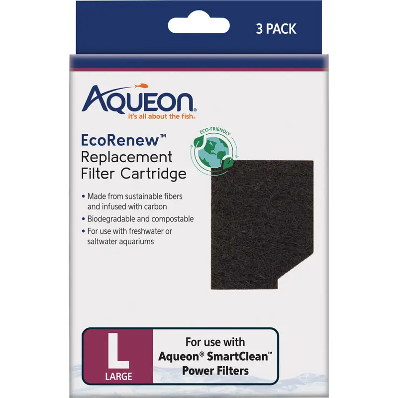 Aqueon EcoRenew Replacement Aquarium Filter Cartridges Large for SmartClean Power Filters 3 pk