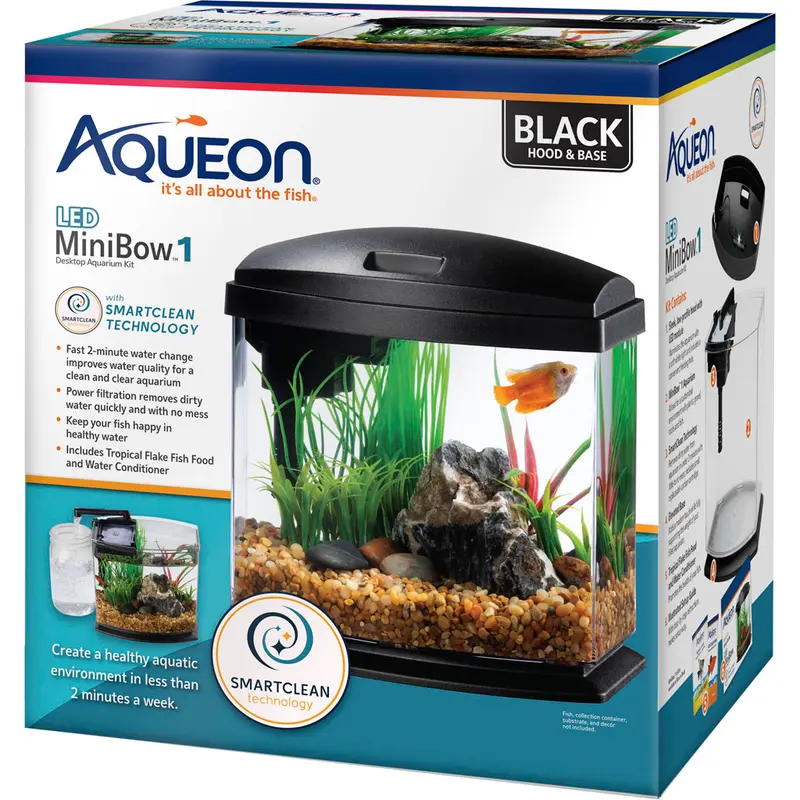 Aqueon Mini Bow LED SmartClean Kit Black 1 Gal