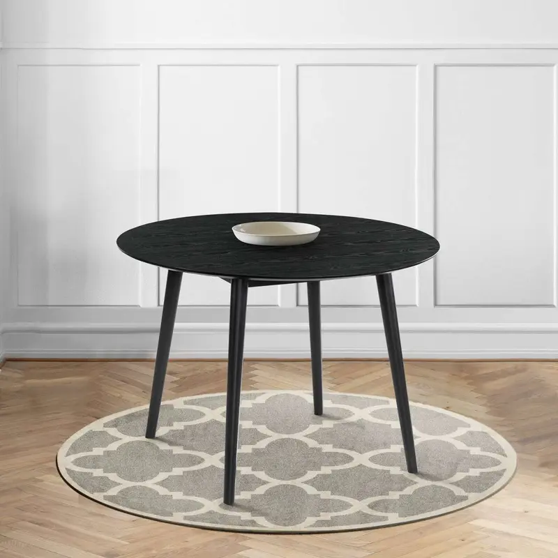 Arcadia 42" Round Dining Table in Black Wood By Armen Living