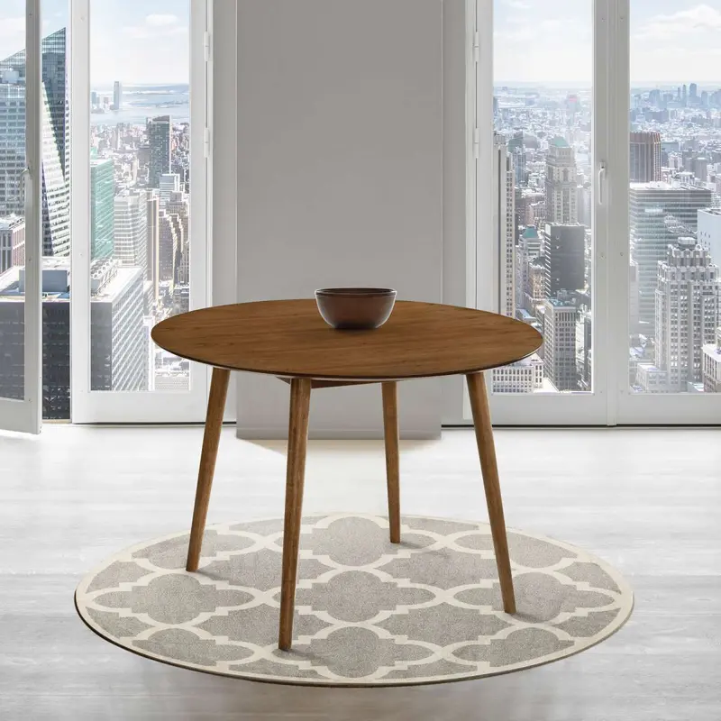 Arcadia 42" Round Dining Table in Walnut Wood By Armen Living