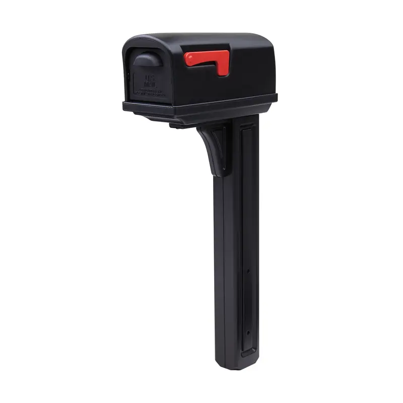 Architectural Mailboxes Classic Plastic Post Mount Black Double Door Mailbox - Open Box
