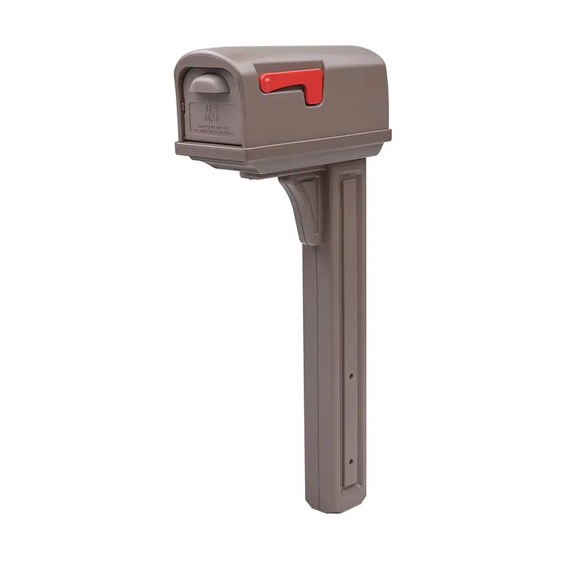 Architectural Mailboxes Classic Plastic Post Mount Mocha Double Door Mailbox - Open Box