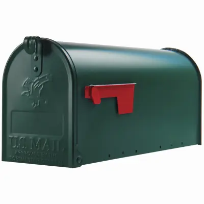Architectural Mailboxes Elite Classic Galvanized Steel Post Mount Green Mailbox - Open Box