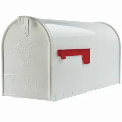 Architectural Mailboxes Elite Classic Galvanized Steel Post Mount White Mailbox - Open Box