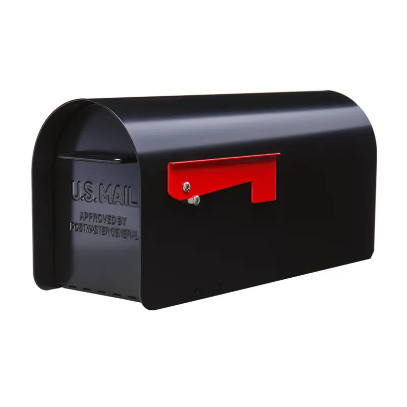 Architectural Mailboxes Ironside Contemporary Galvanized Steel Post Mount Black Mailbox - Open Box
