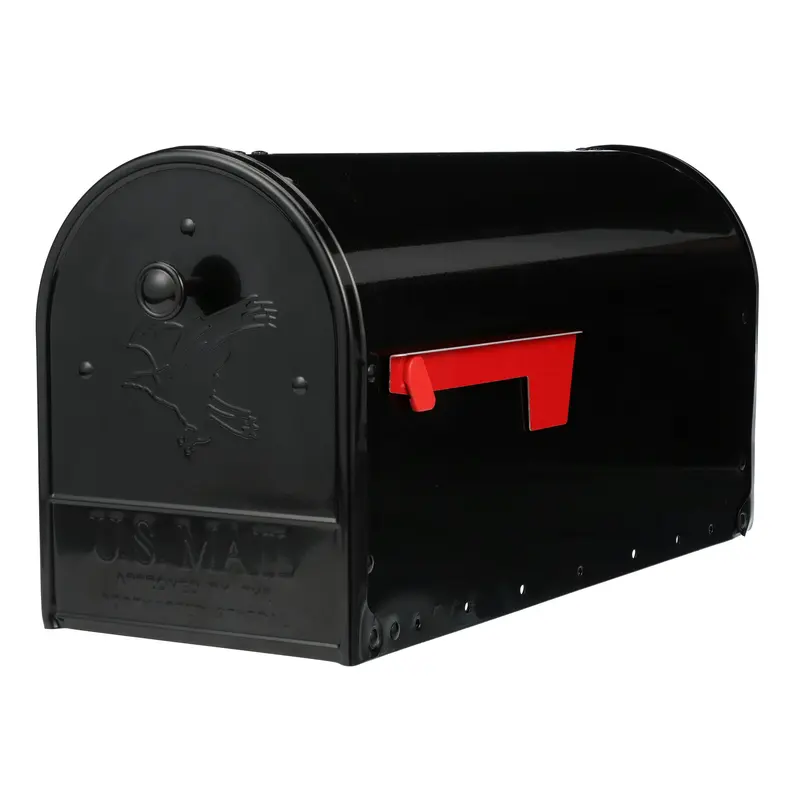 Architectural Mailboxes Outback Classic Galvanized Steel Post Mount Black Double Door Mailbox - Open Box