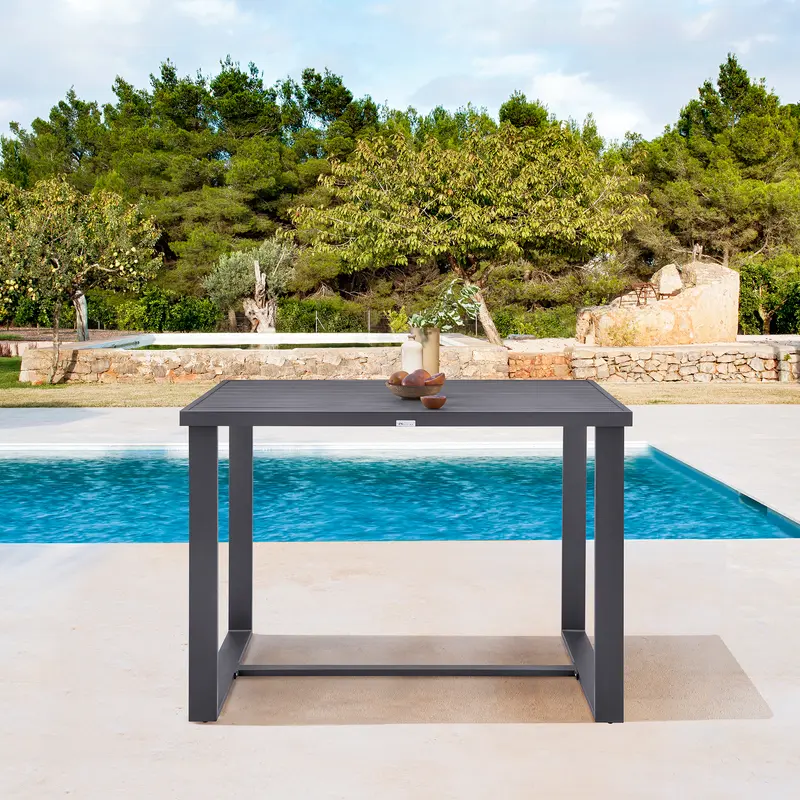 Argiope Outdoor Patio Bar Height Dining Table in Aluminum By Armen Living
