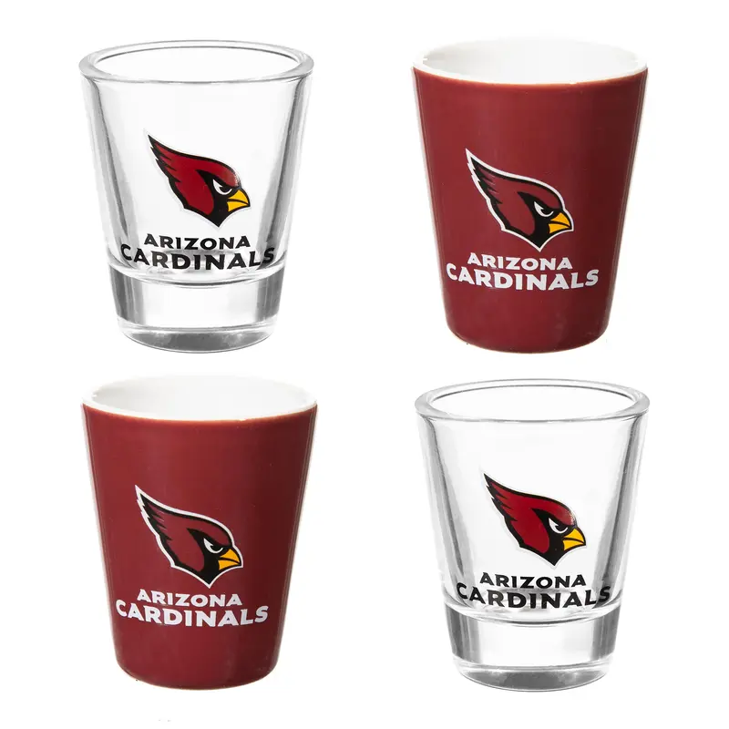 Arizona Cardinals 4-Piece Ceramic and Glass 2oz. Cup Set