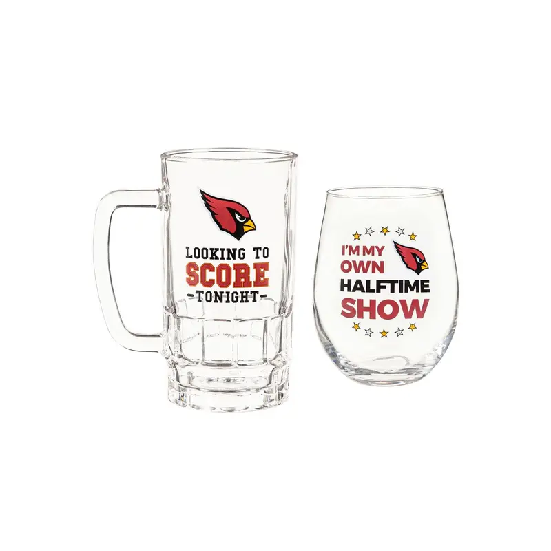 Arizona Cardinals, Stemless 17OZ Wine & Beer 16 OZ Gift Set