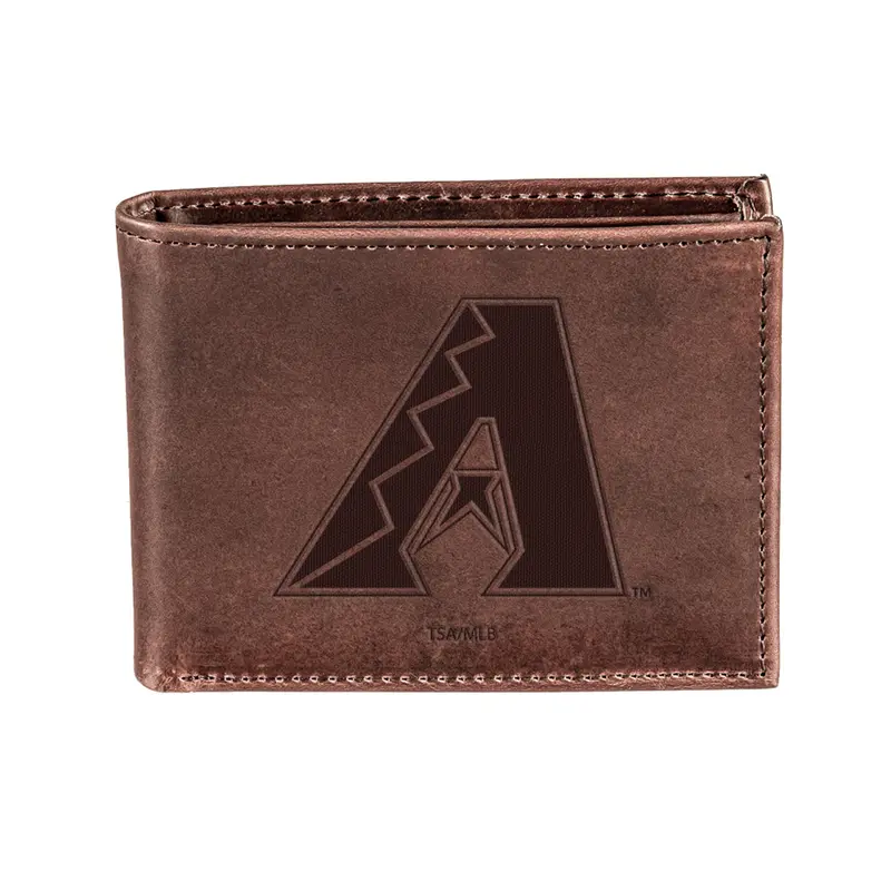 Arizona Diamondbacks Bi-Fold Wallet Brown 100% Genuine Leather